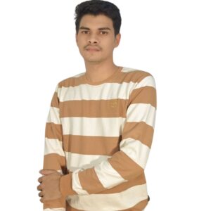 Beige and white striped sweatshirt, 260 GSM China fabric, available in sizes M, L, XL - Heaven Wear